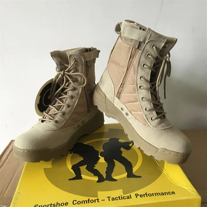 Stivali militari SWAT stivali da combattimento color sabbia forze speciali scarpe da deserto tattiche scarpe da arrampicata alte scarpe da arrampicata taglia 39-45 non con253C