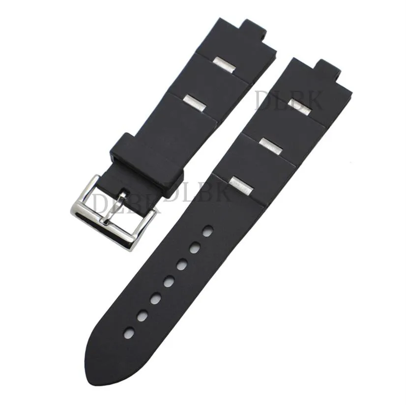 Watchband 22mm 24mm Men Women Watch Band Black Diving Silicone Rubber Strap Strap Stains Stail Silver Pin Bucle for diagono246i