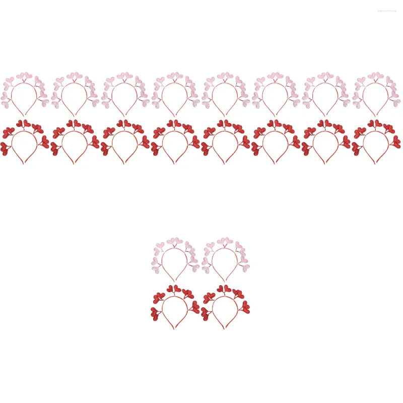 バンダナス20グリッターハートヘッドバンド愛する装飾バレンタインデーパーティーの小道具