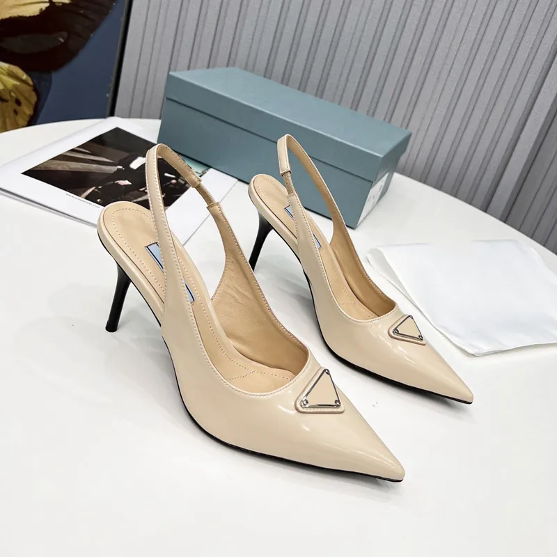 Casual Shoes Women Brushed Leather Slingback Pumps Shoes High-heel Pointed Toe Pumps Lady Heels Sandals Wedding Fashion Party