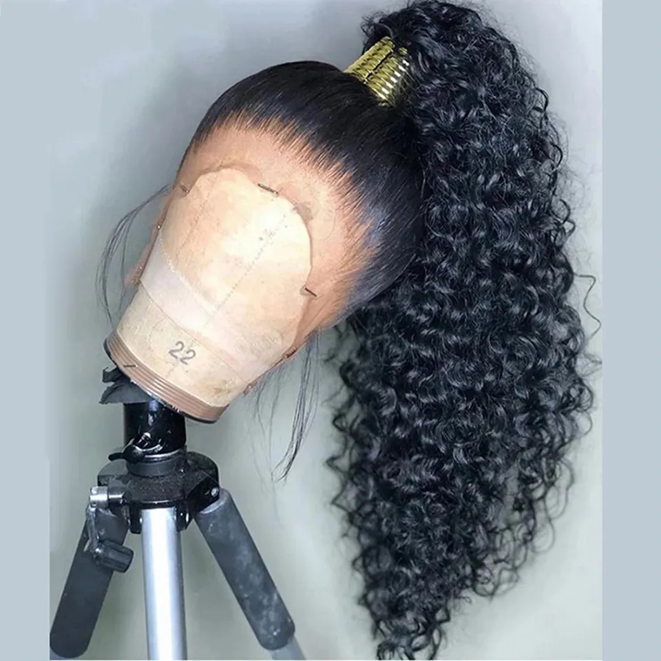 Deep 360 Wave HD 레이스 전면 가발 브라질 곱슬 곱슬 인간 머리 가발 여성 30 인치 13x4 습식 및 물결 모양의 합성 가발 사전.