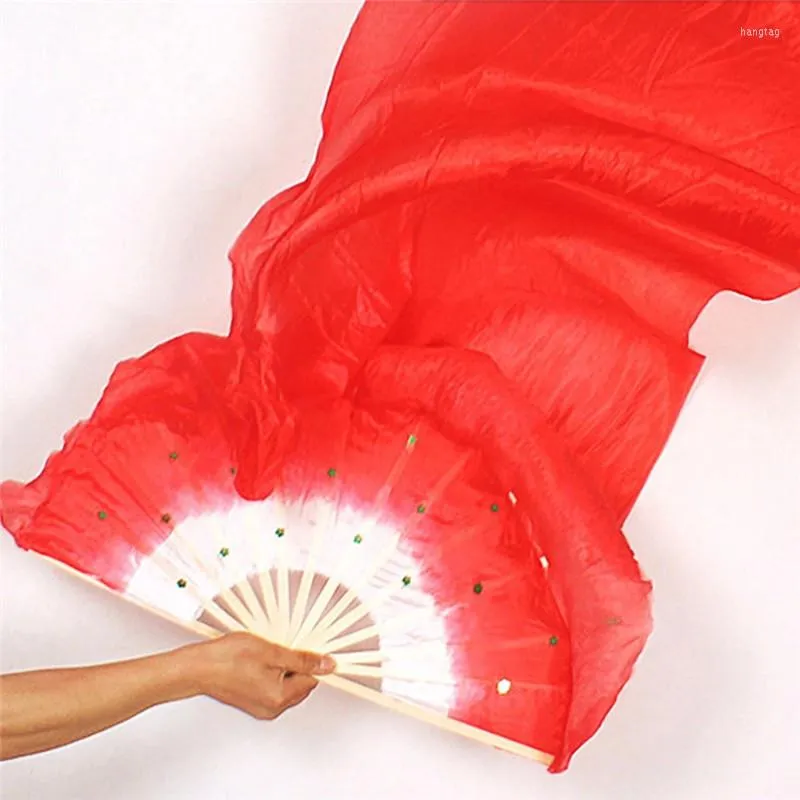 Stage Wear 1.5M Hand Made Colorful Silk Fans Dancing Bamboo Long Simulation Veils Women Belly Dance Costume Tools Props