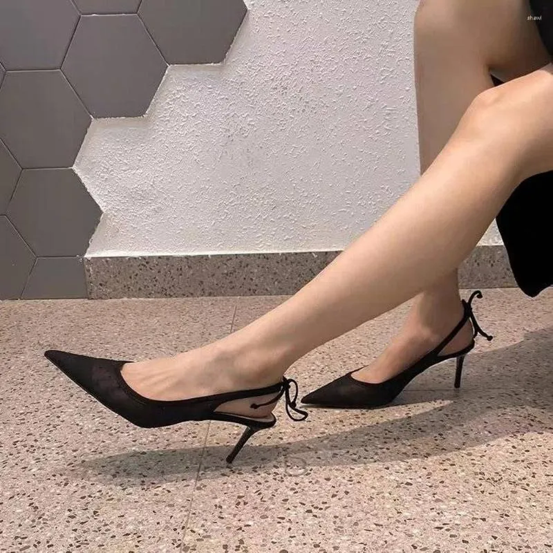 Dress Shoes High Heels Women U2022 Spring And Summer Style Back Empty Pointed Baotou Korean Version Stiletto Sandals