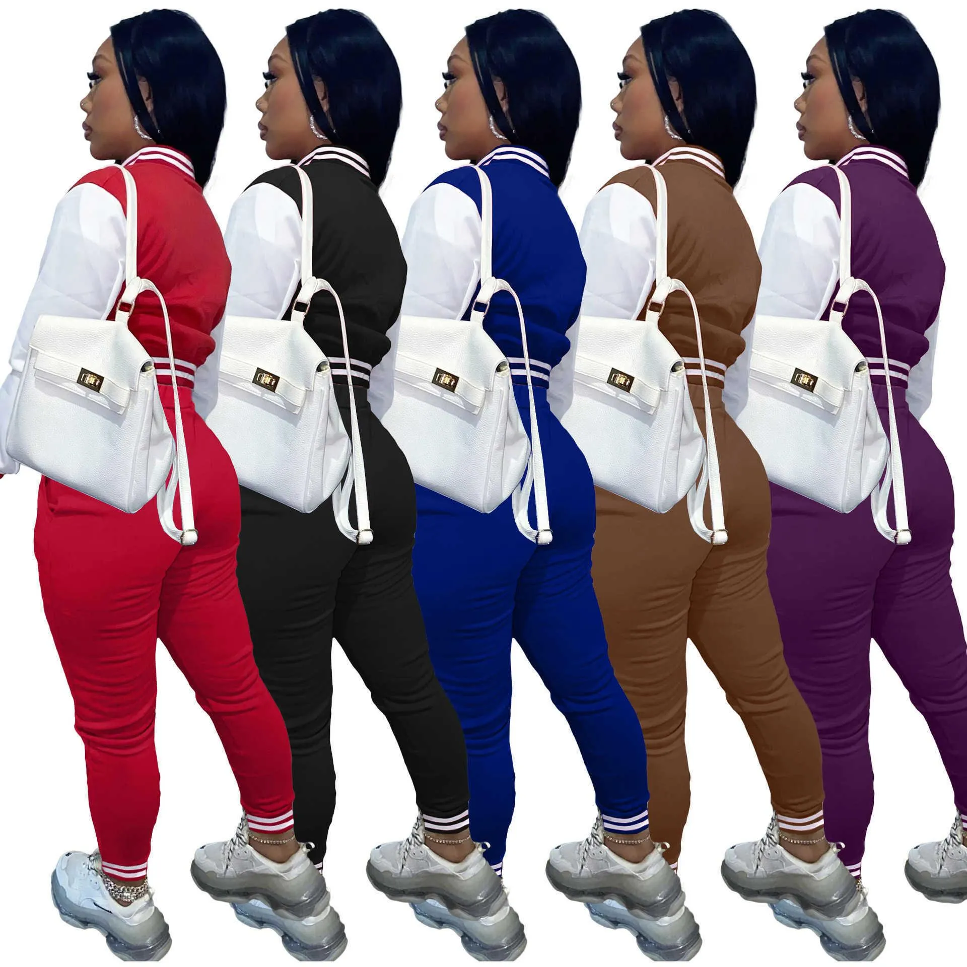 2022 Women TrackSuits Baseball Dwuczęściowe stroje projektantki Letterman Varsity Jacket Winter Fall Set Set Lady Jogging Suits