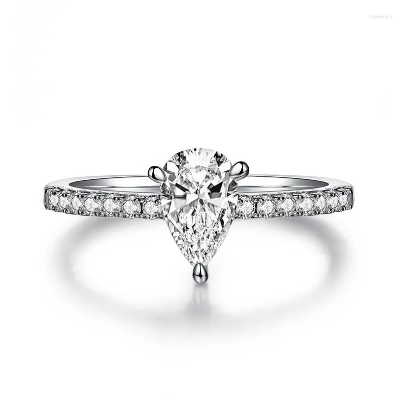 Кластерные кольца Boeycjr 925 Silver Sharp Prongs 1ct Pear Cut 5 8 мм D Цвет Moissanite VVS Обручальное обручальное кольцо для женщин