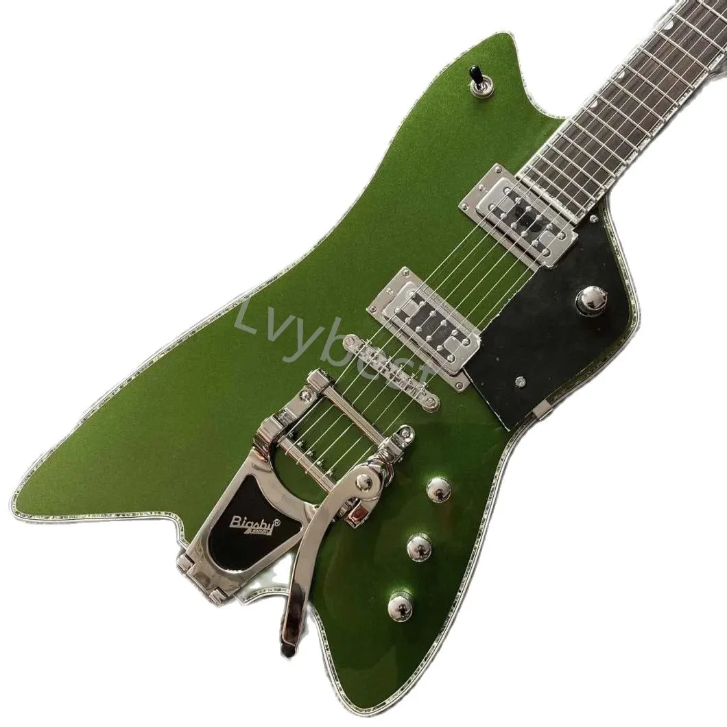 Lvybest aangepaste Billyb Electric Guitar Bigs Tremolo Bridge met Silve Hardware en Abalone -binding in GR Accepteer aangepast logo