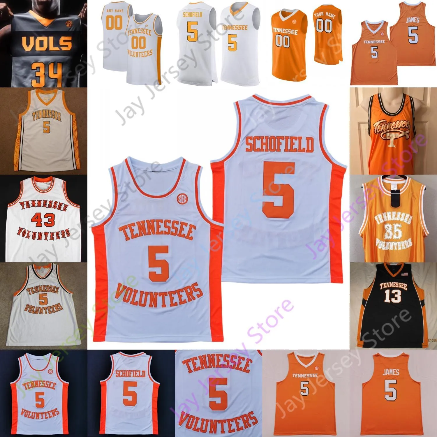 NEW Tennessee College Basketball Baseball Volunteers Wears Jersey Custom NCAA College Tyreke Key Zakai Zeigler Santiago Vescovi James Philli