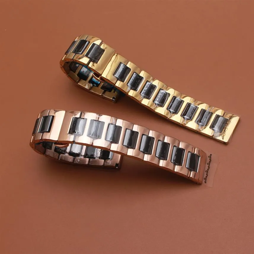 Buntes Uhrenband gemischt schwarz und golden Rosegold -Uhrenbandband Armband Mode polierte Keramik Uhren Accessoires für Gear S185N