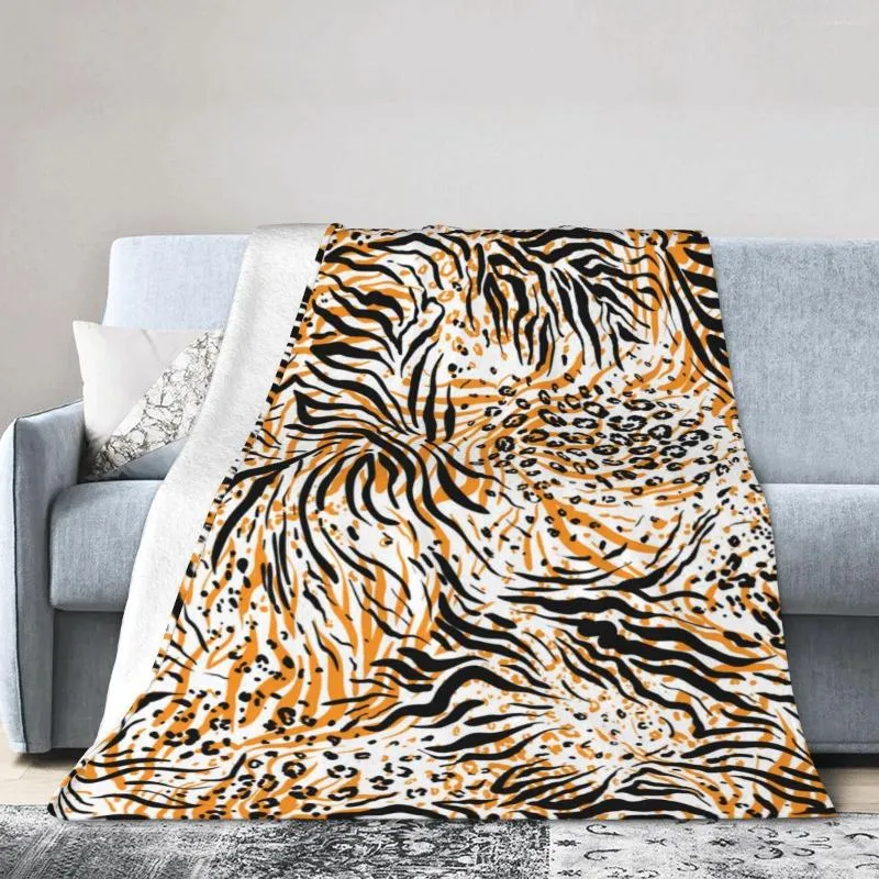 Coperte Coperta di flanella Modello di pelle di tigre Copriletto in morbido pile sottile per divano letto Decorazioni per la casa Dropship