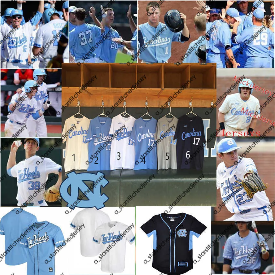 College Baseball Wears 2022 NCAA Custom UNC North Carolina Tar Heels 스티치 야구 저지 8 Patrick Alvarez Will Stewart 14 Justin Szestowicki 16 Casey Cook 17