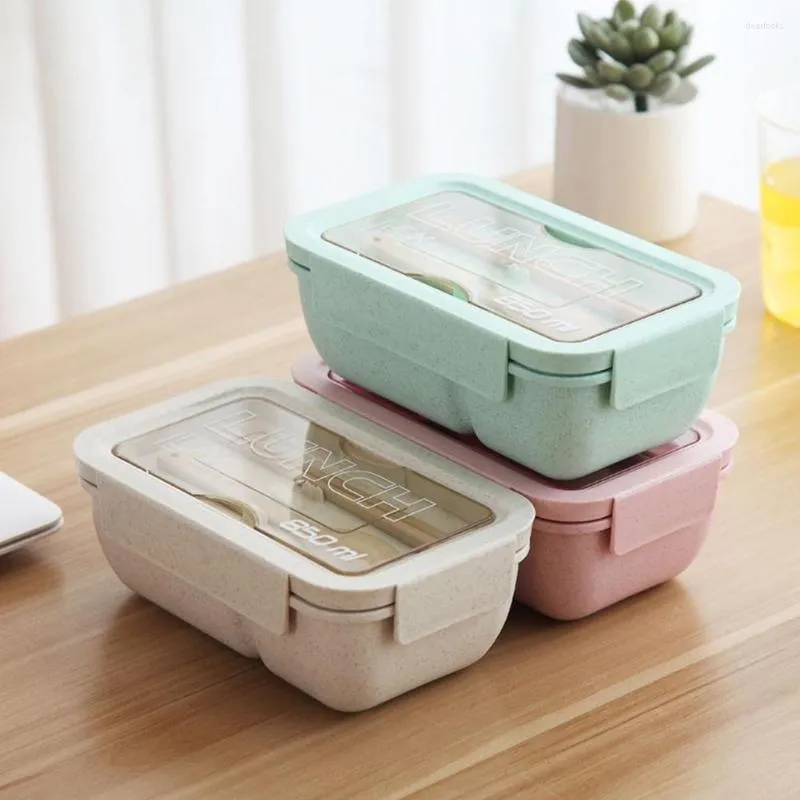 Dinnerware Sets Plastic Insulation Portable Lunch Bento Box Microwave Heating With Compartment Cutlery School Outdoor Office