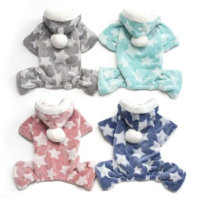 New Pattern Autumn Winter Stars Four Legs Pet Clothes Coral Velvet Casual Dog Apparel Warm Pajamas Pet Clothing