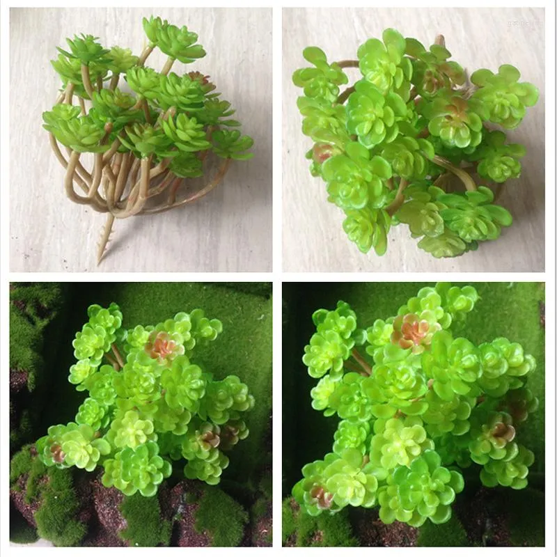 Dekorativa blommor Nuonuowell 3x Mini Green Succulent Plants Artificial Faux Imitation Plant