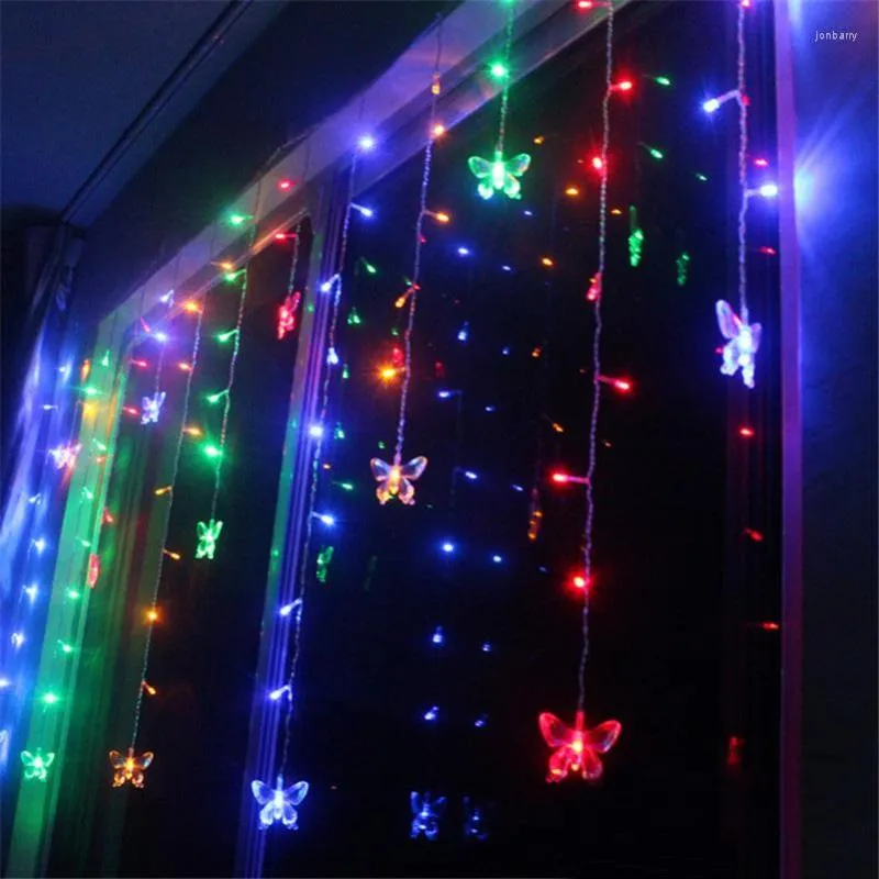 Strings Holiday LED Decoration 220V 3,5m 120LEDS 20pcs Butterfly Cortina Fairy Garlands para festa de casamento de Natal