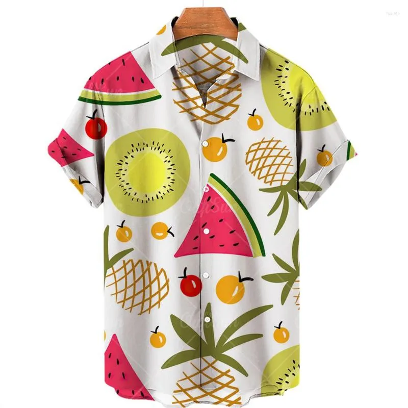 القمصان غير الرسمية للرجال قميص هاواي الرجال 2022 One Button Summer Style 3D Printed Sleeve Top Beach Suit 5XL