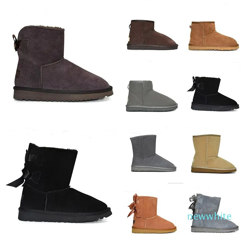 with box boots luxe platform dames dames voor Designer snowboot enkel mini korte strikbont voor winter zwart Chestnut Bowtie classic australia