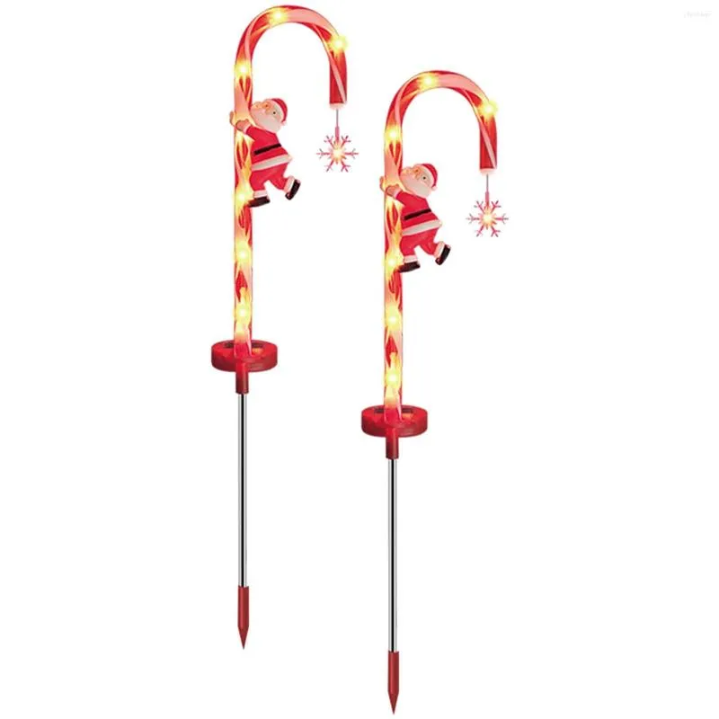 Christmas LED Lamps Ornaments Fairy Lights Crutch Light Pathway Candy Cane Solar For Driveway Backyard Xmas Walkway Yard