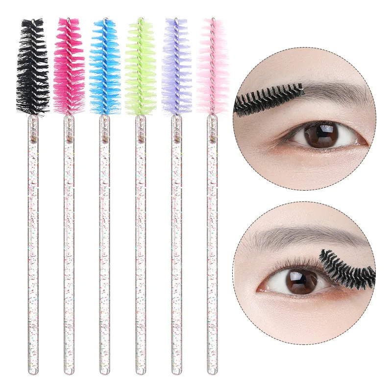 Outil de maquillage, brosse de maquillage pour cils en cristal, manche en diamant, baguettes de Mascara, outils d'extension, 50 pièces/paquet