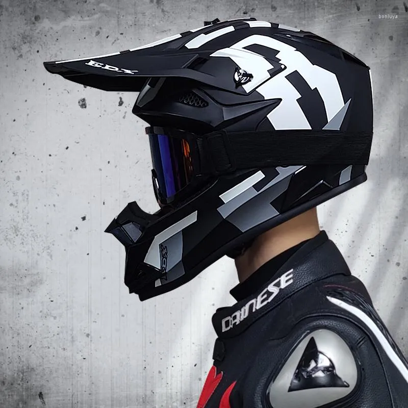 Caschi da moto Occhiali da regalo Motocross Casco per adulti ATV SUV Downhill Mountain Bike DH Hood Cross Helm Capacetes DOT Approvato