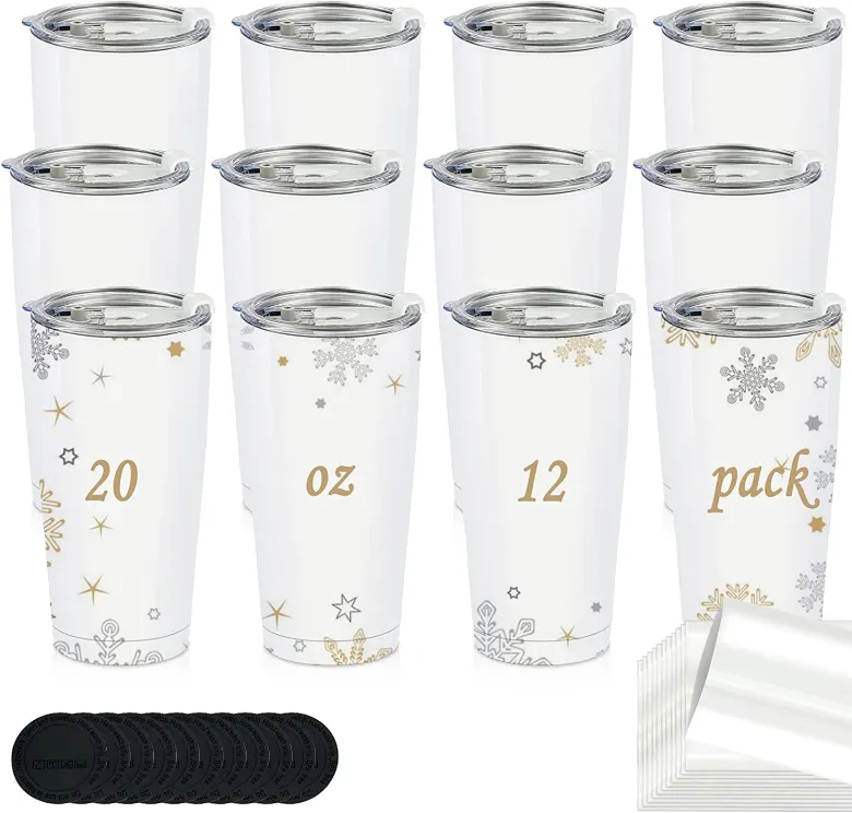 Sublimation Blanks Tumbler Blanc 20 OZ Tasses de voyage à café en acier inoxydable avec couvercle Tasses de sublimation pour le transfert de chaleur DIY FY5023 ss1213