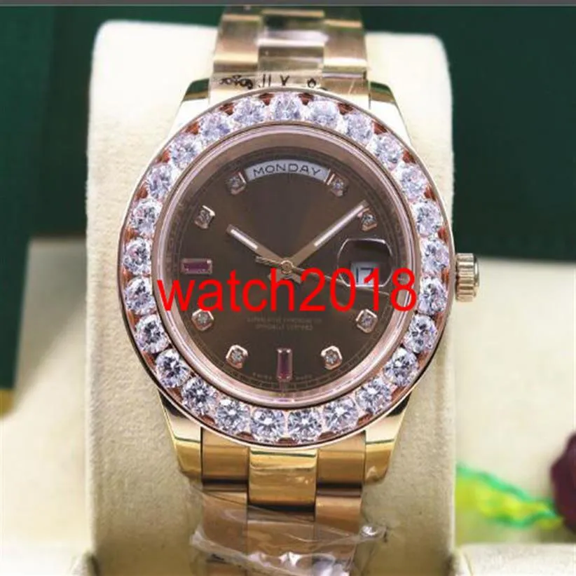 Orologio di lusso DayDate 118205 Orologio da uomo automatico Everose Gold Chocolate Diamond Ruby 41MM con diamanti più grandi Orologio da uomo automatico223B