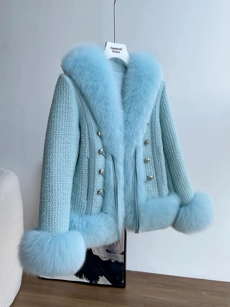 Women's Fur Top Designer 2022 Fashion Fall Winter Real Collar Jacket en Coats Vintage Short Design