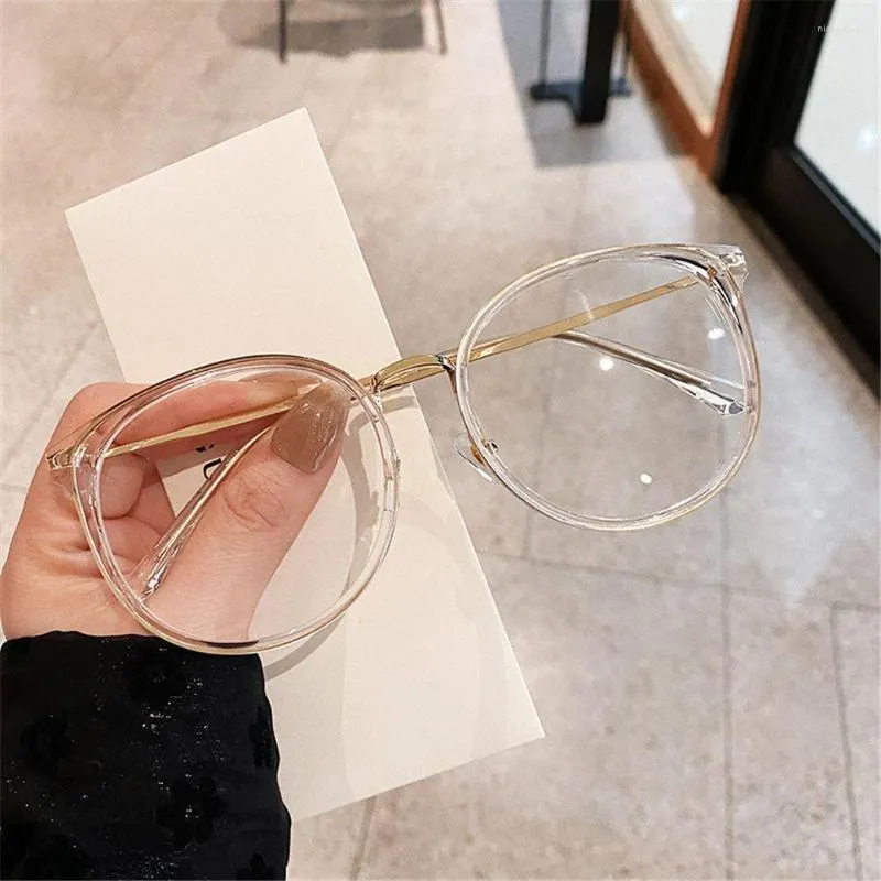 Solglasögon ramar glasögon ram unisex stor storlek rund anti-blå ljusglasögon datormetall optiskt skådespel glasögon