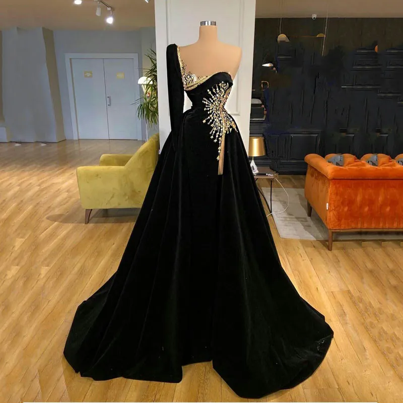 black fairy prom dress Zapaka Women Glitter Prom Dress Off the Shoulder Black Mermaid Long Evening Party Dress, Black / US16 main image 0