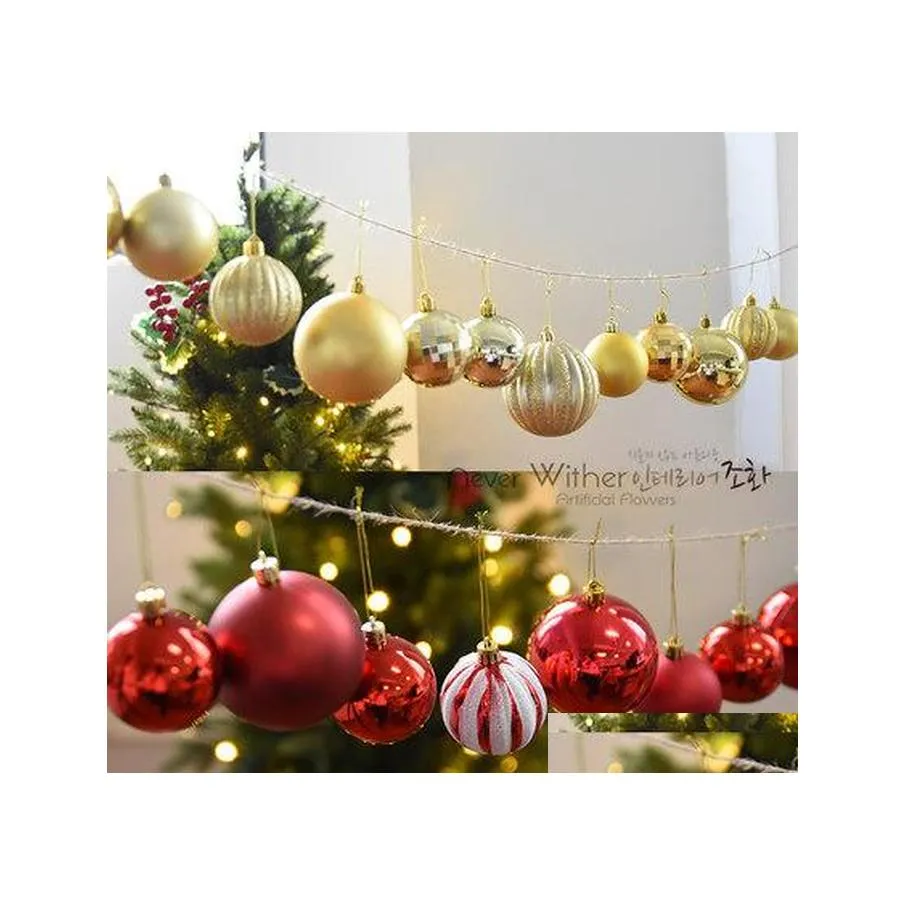 Kerstdecoraties 12 6cm8cm geschilderde ballen Bright Ball Tree Decoratie Drop levering Home Garden Feestelijke feestartikelen Ottnv