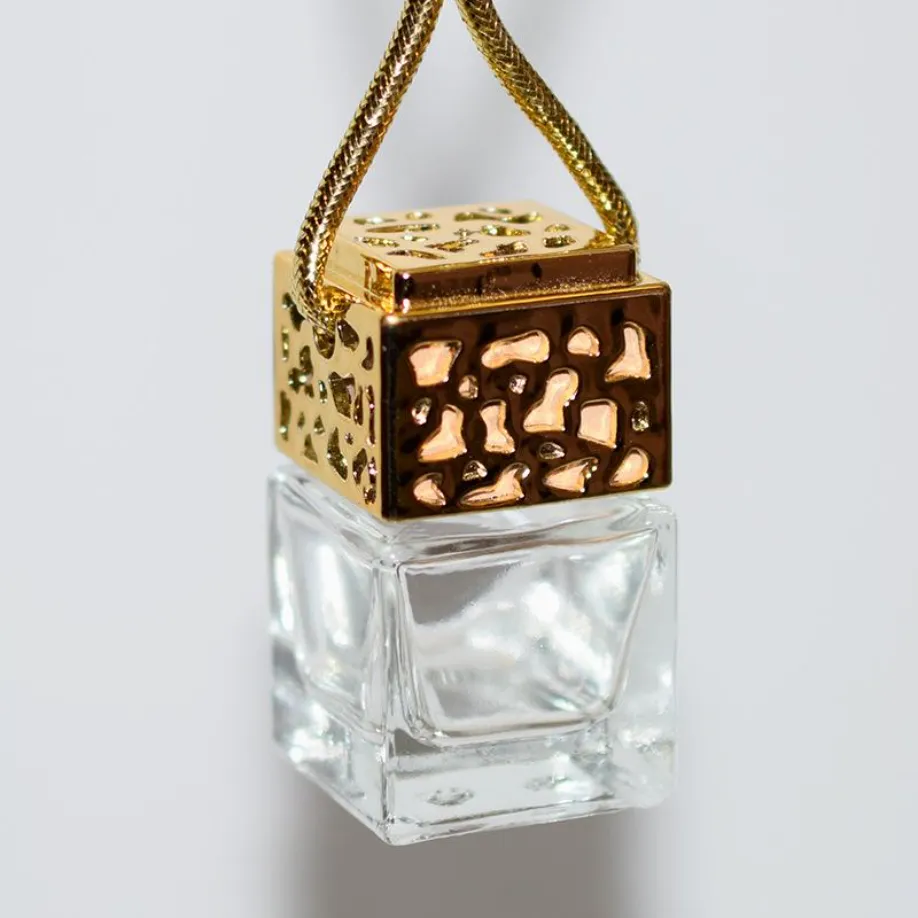 Cube Hollow Perfume Bottle Resterview Ornament معطر هواء الهواء للزيوت الأساسية العطر زجاجة زجاجية فارغة F1213