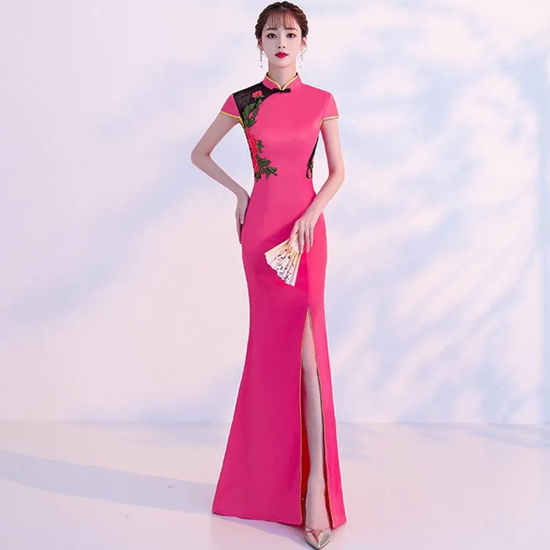 Ethnic Clothing Elegant Chinese Style Show Dress 2022 Summer Evening Party Cheongsam Women's Amend Long Dresses