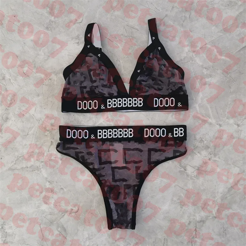 Womens Mesh Underwear Letter Print Bikini Sexy See Through Swimsuit For Women Latest V Neck Swimwear