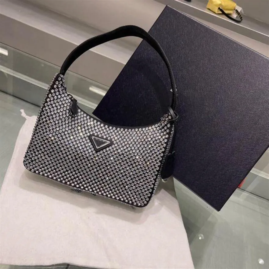 Sac à main réditionnement cristal épaule argent noir satin hobo sac mini diamant fête des femmes boulet