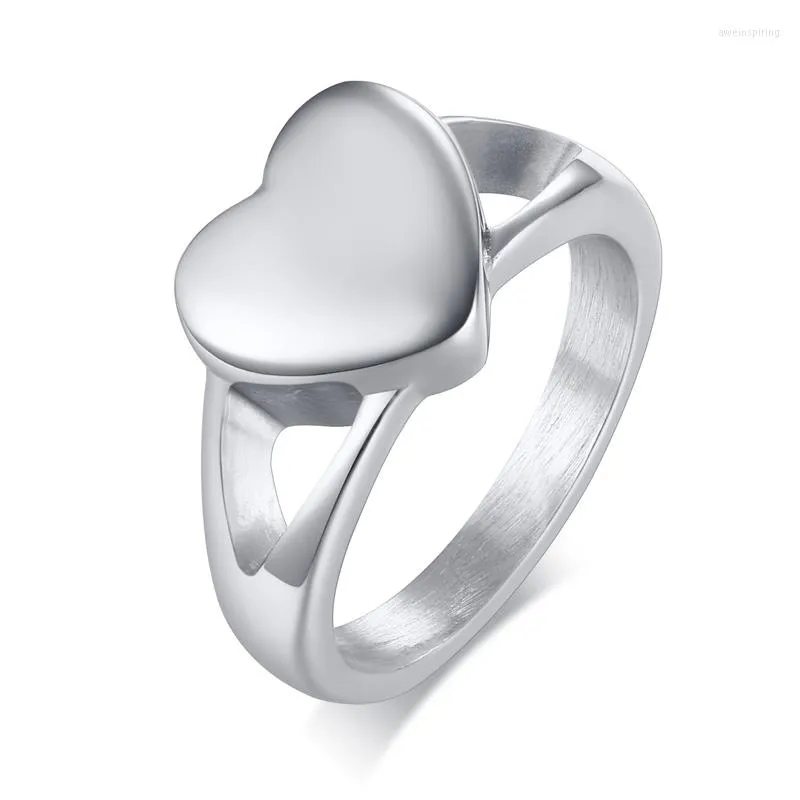 Anneaux de mariage darhsen intérieur vide mignon coeur mignon en forme argentée couleur femme feme bijoux en acier inoxydable grand taille 6 7 8 9