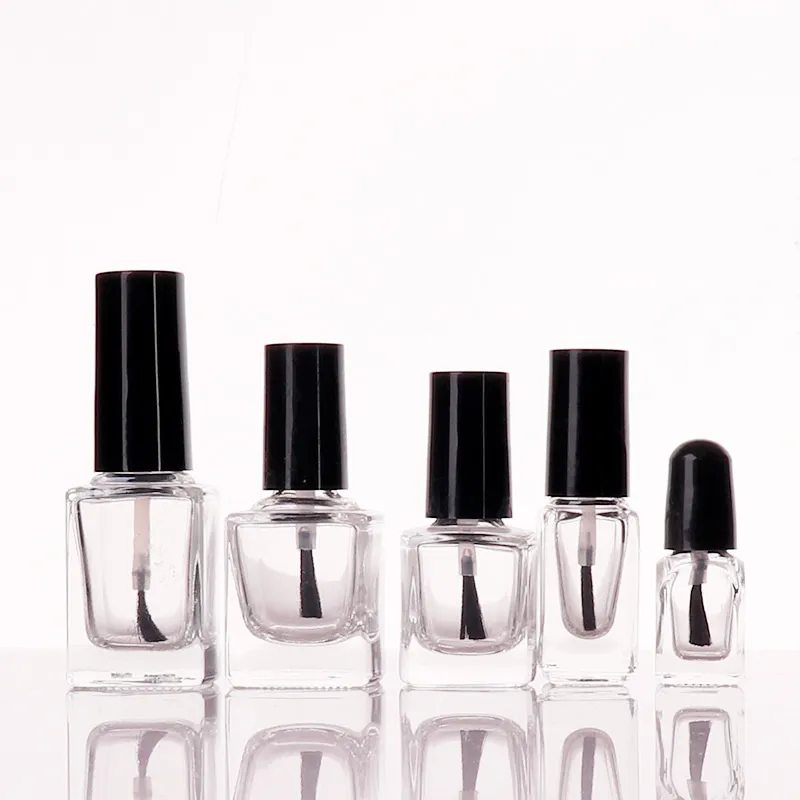 Transparent glas nagellackflaskor 5 ml 10 ml 15 ml tom kosmetisk förpackning med lockborste