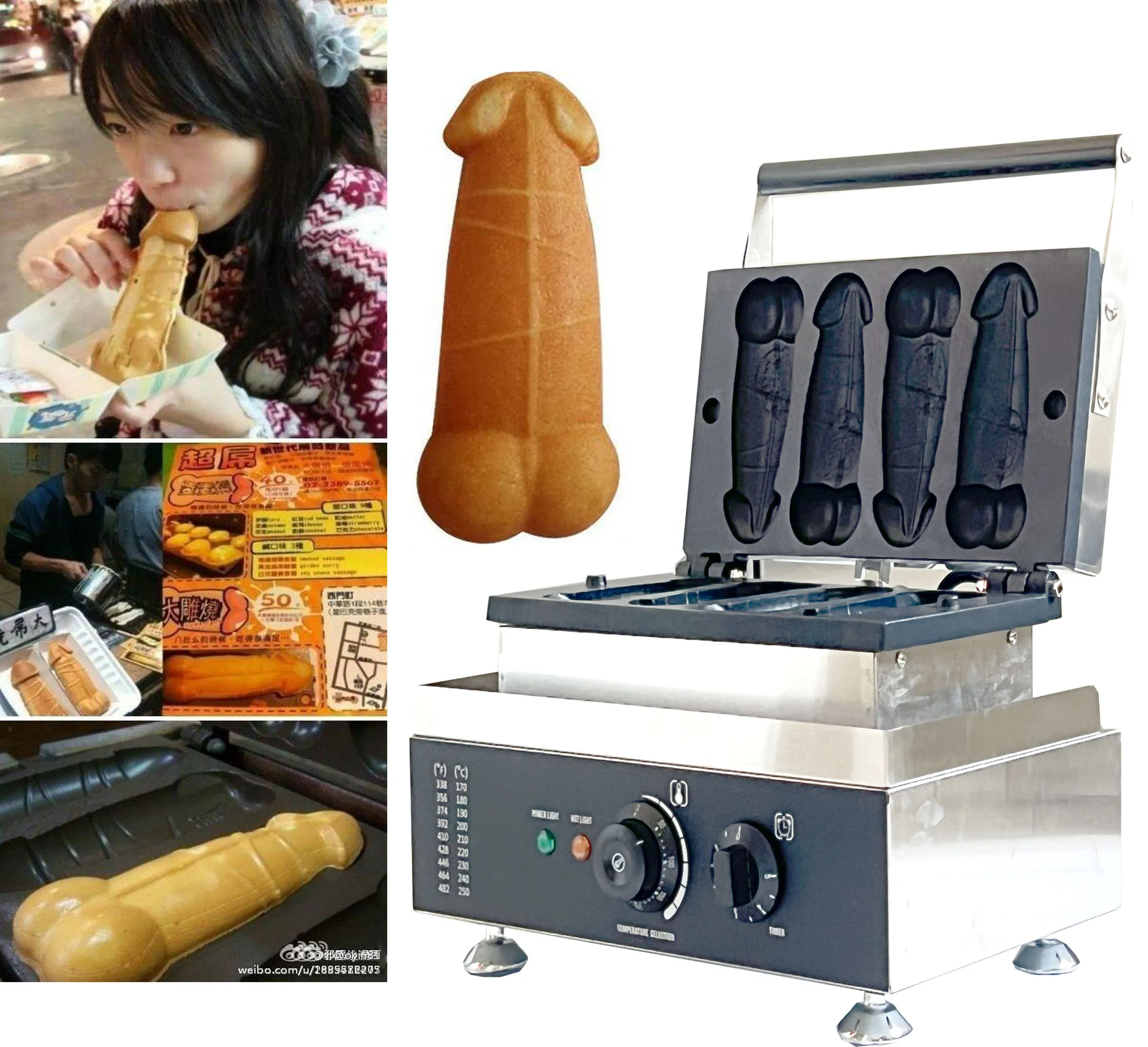 110V ETL Ticari Kullanım Elektrikli Penis Waffle Makin Makinesi Snak Equipment için Sıcak Dag Lolly Çubukları