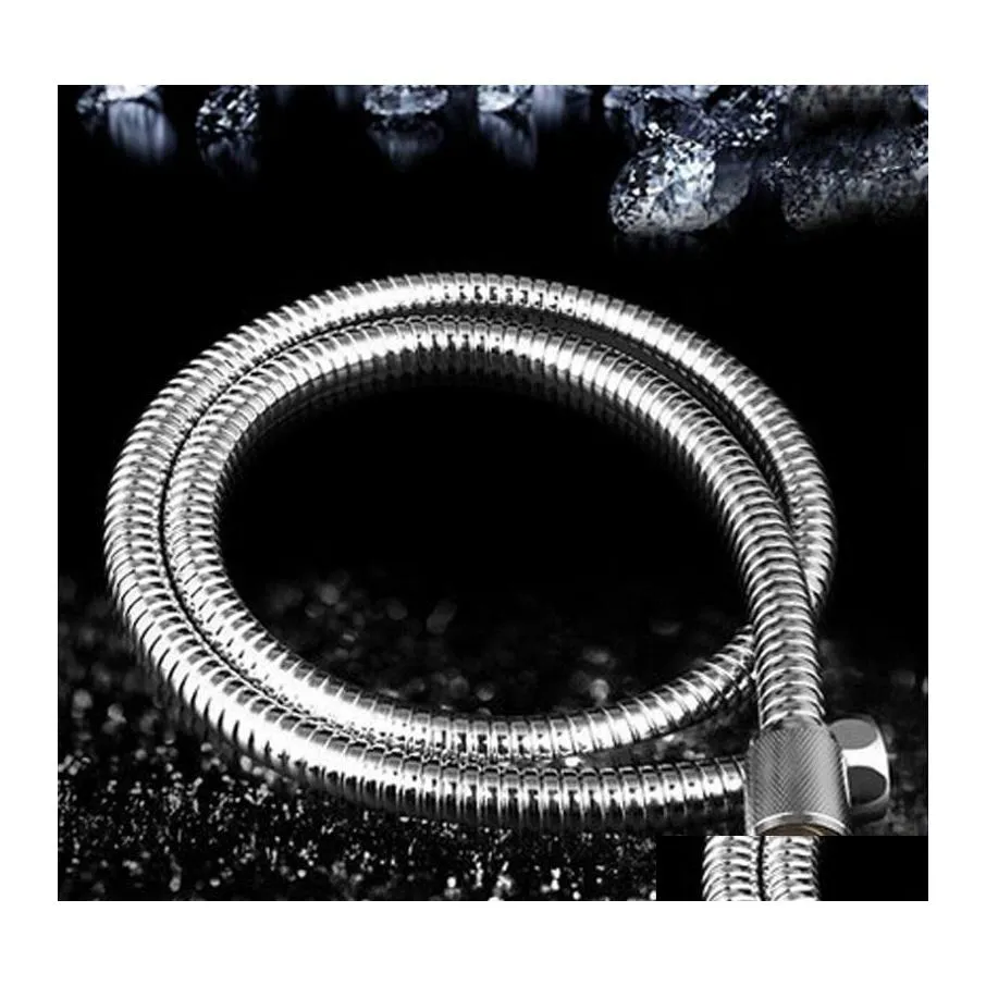 Bathroom Shower Heads 2M Flexible Hose Stainless Steel Heater Water Head Pipe Chrome For Accessories Drop Delivery Home Garden Fauce Ot1Zs