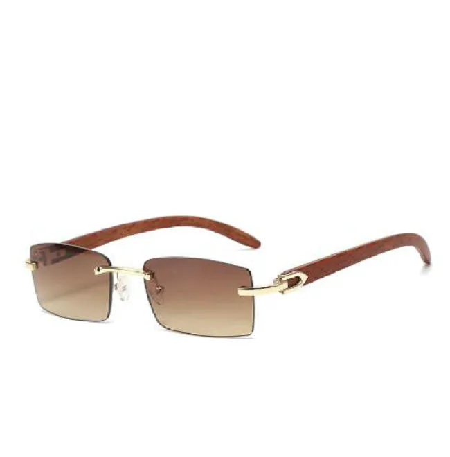 Nuevas gafas de sol de lujo 2022, gafas de moda para hombre, gafas de sol con montura de madera, gafas de sol sin montura para mujer, gafas de sol con montura