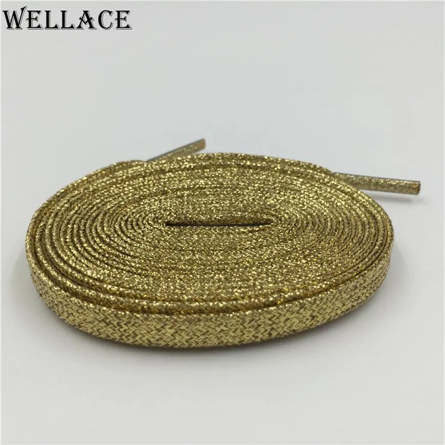 Wellace mode 120 cm Metallic Glitter Shoelaces platte schoenveters snaar voor sneaker Sport laarzen Running Shoelace223D