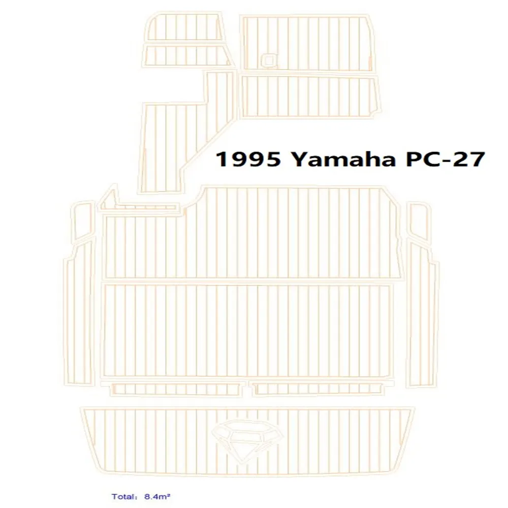 1995 Yamaha PC-27 수영 플랫폼 조종석 보트 Eva Faux Faux Teak 데크 플로어 패드