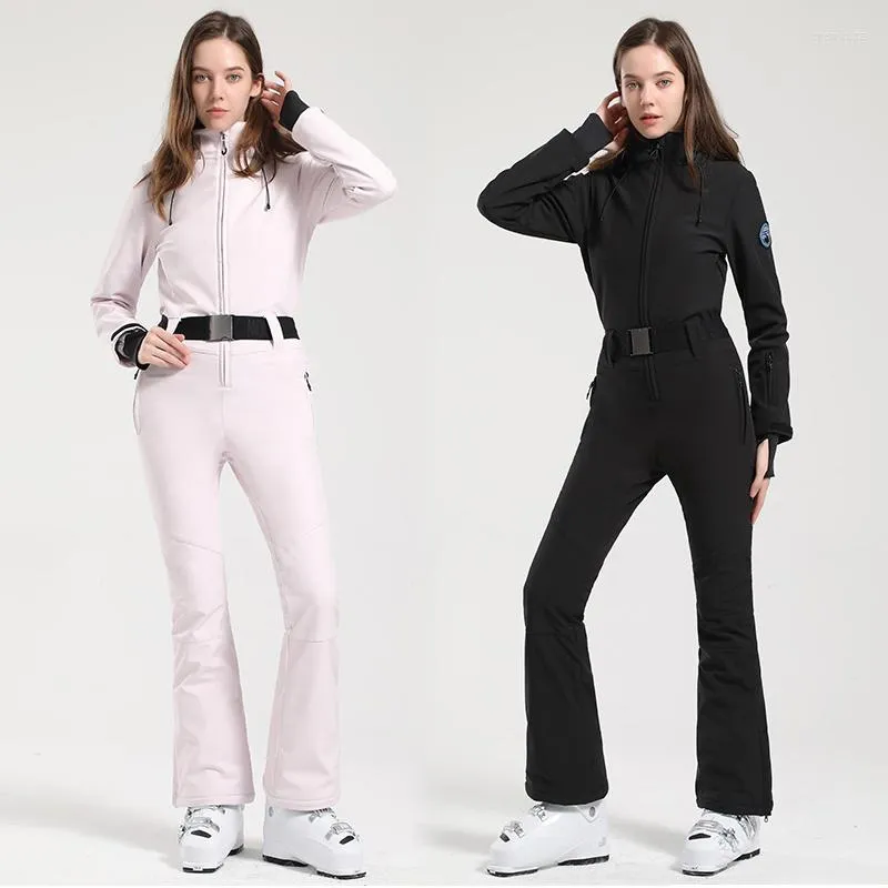 Skidjackor i ett stycke skiddr￤kt Kvinnor Slim Outdoor Snowboard Jacka overaller varm Jumpsuit Set Winter Clothing Windproof Waterproof