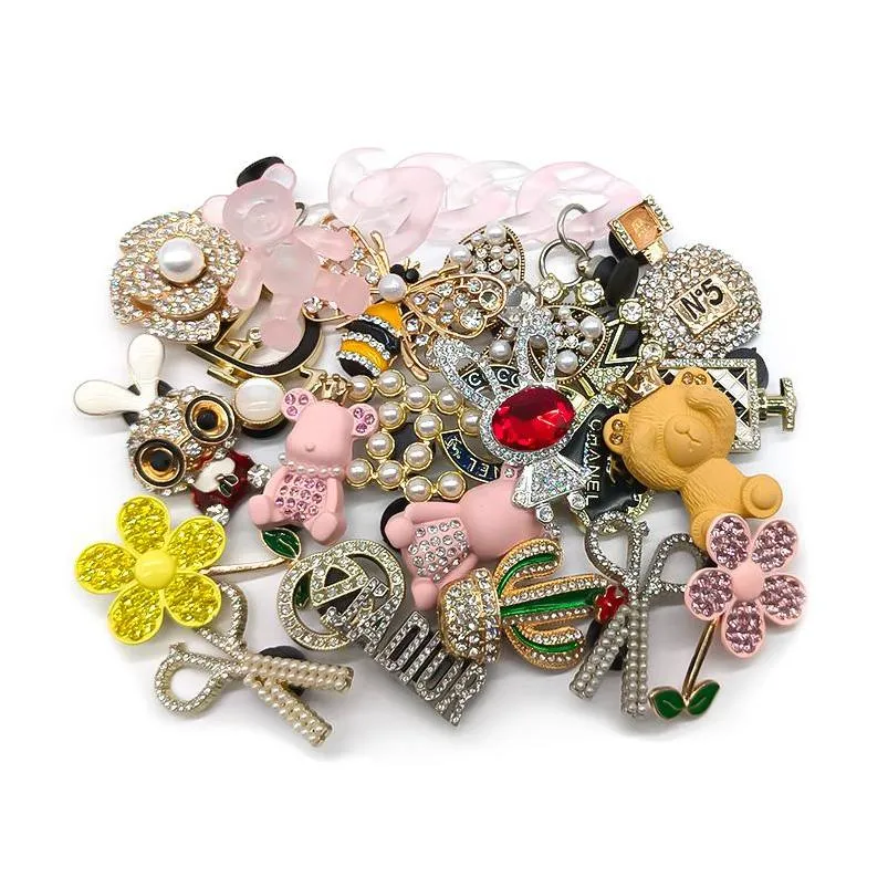 구두 부품 액세서리 Diy 고급 금속 디자이너 Bling Charms For Decoration Golden Buckles Drop Delivery Shoes Dhn3Y