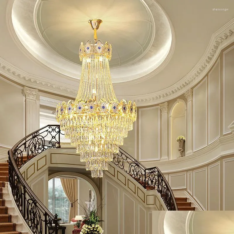 Chandeliers Modern Crystal Chandelier Lighting Led Lamps Lights Duplex Villa Spiral Staircase Living Room Hanging Mall Drop Delivery Dhw8G