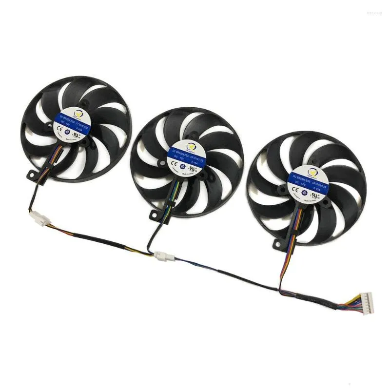 Refroidisseurs d'ordinateur 3 pièces/ensemble 7 broches ventilateurs de refroidissement de carte GPU CF1010U12S pour ASUS GeForce RTX 3060Ti 3070 3080 3090 cartes TUF OC remplacer CF1010U12D