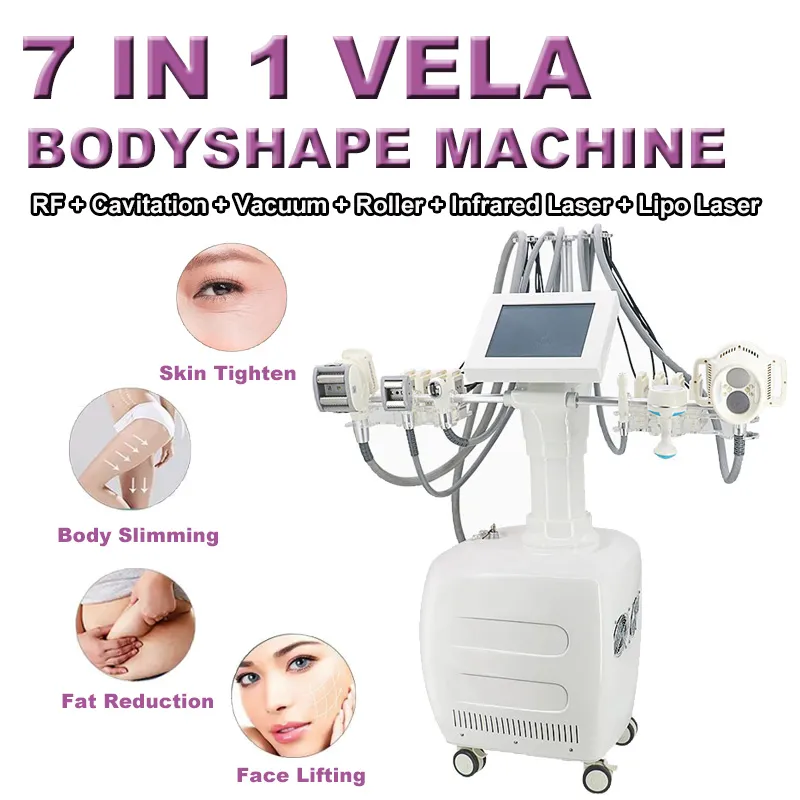 Vela Roller 40K Cavitation Body Slimmer Machine Weight Loss Fat Reduce Lipolaser RF Vacuum Roller Skin Care Beauty Salon Equipment Wrinkle Removal 7 handles