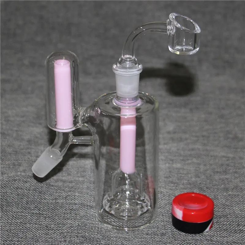Cachimba de vidrio para cachimba para tuberías de agua Bong de vidrio, junta de 14,5 mm o 18,8 mm con recipiente para fumar, recipiente de silicona con banger de cuarzo