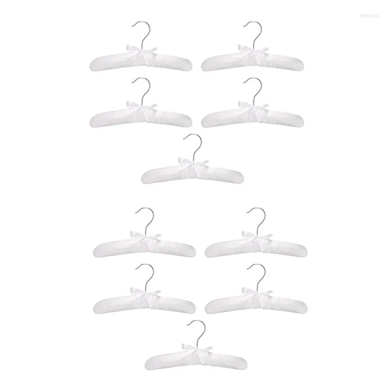 Hangers 10Pcs Luxury Satin-Padded Children's Clothes Kids' Cloth Hook Hanger Wardrobe Organiser--White