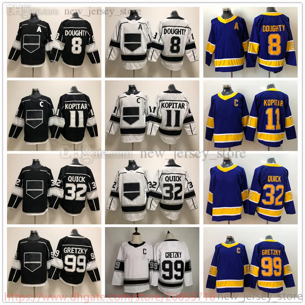 영화 대학 하키는 유니폼을 입는 유니폼 스티치 8drewdoughty 11anzekopitar 32jonathanquick 99waynegretzky 11anzekopitar 리버스 레트로 남성 청소년 여성 공백