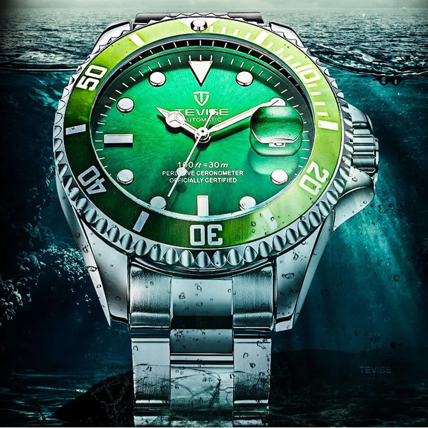 Tewis glow-in-the-dark watches men's mechanical watch fashion steel band waterproof watch six colors can be selected for 219m