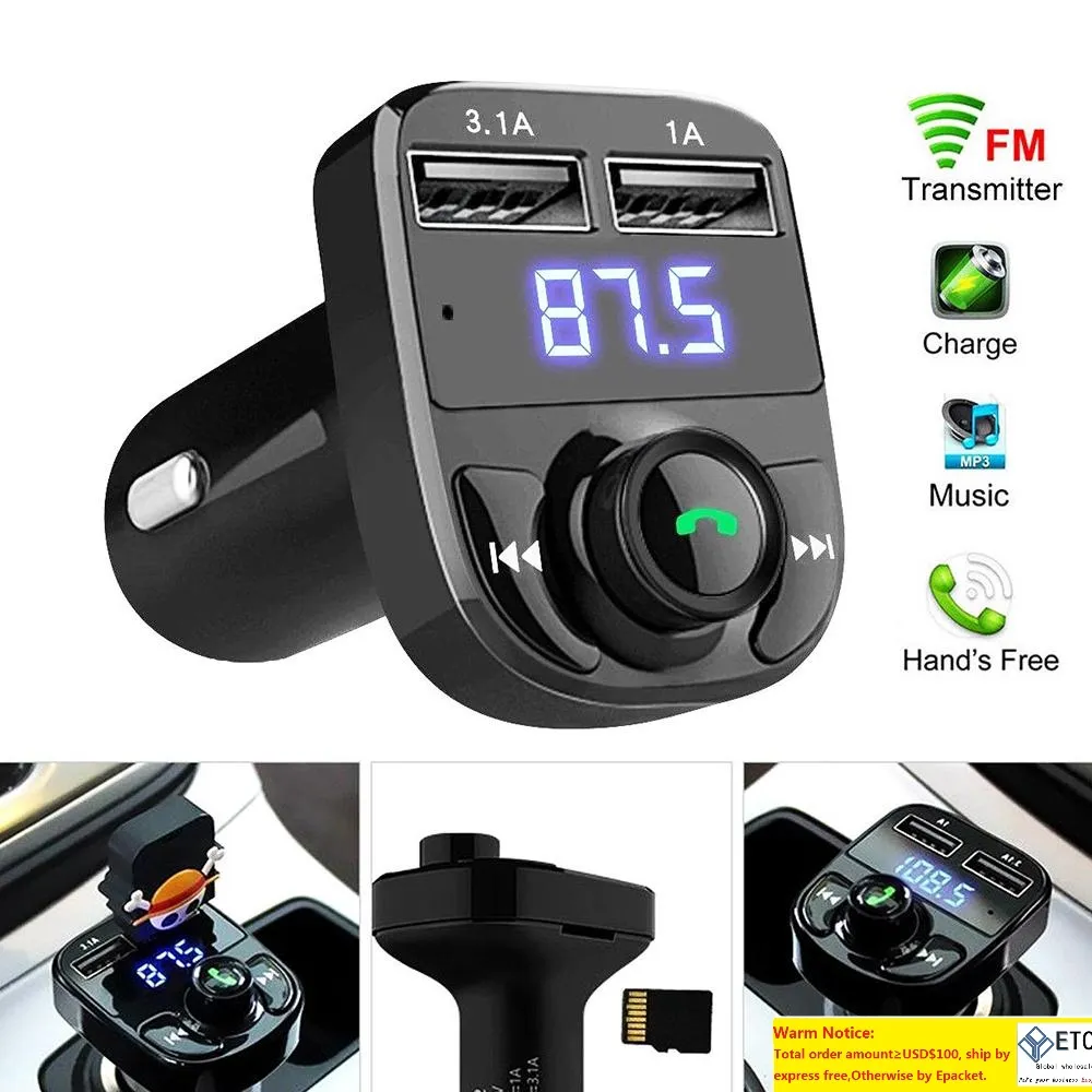 جهاز الإرسال AUX Modulator Bluetooth Handsfree Car Kit Audio MP3 Player مع شاحن سيارة USB مزدوج الشحن السريع